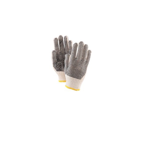 Dotted String Knit Gloves, PVC, Natural, 12 PK